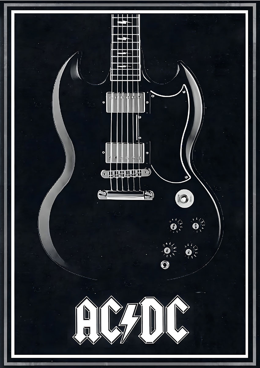 Gibson SG Guitar AC/DC Wall Art Canvas Print & Poster - AI PRINT LAB